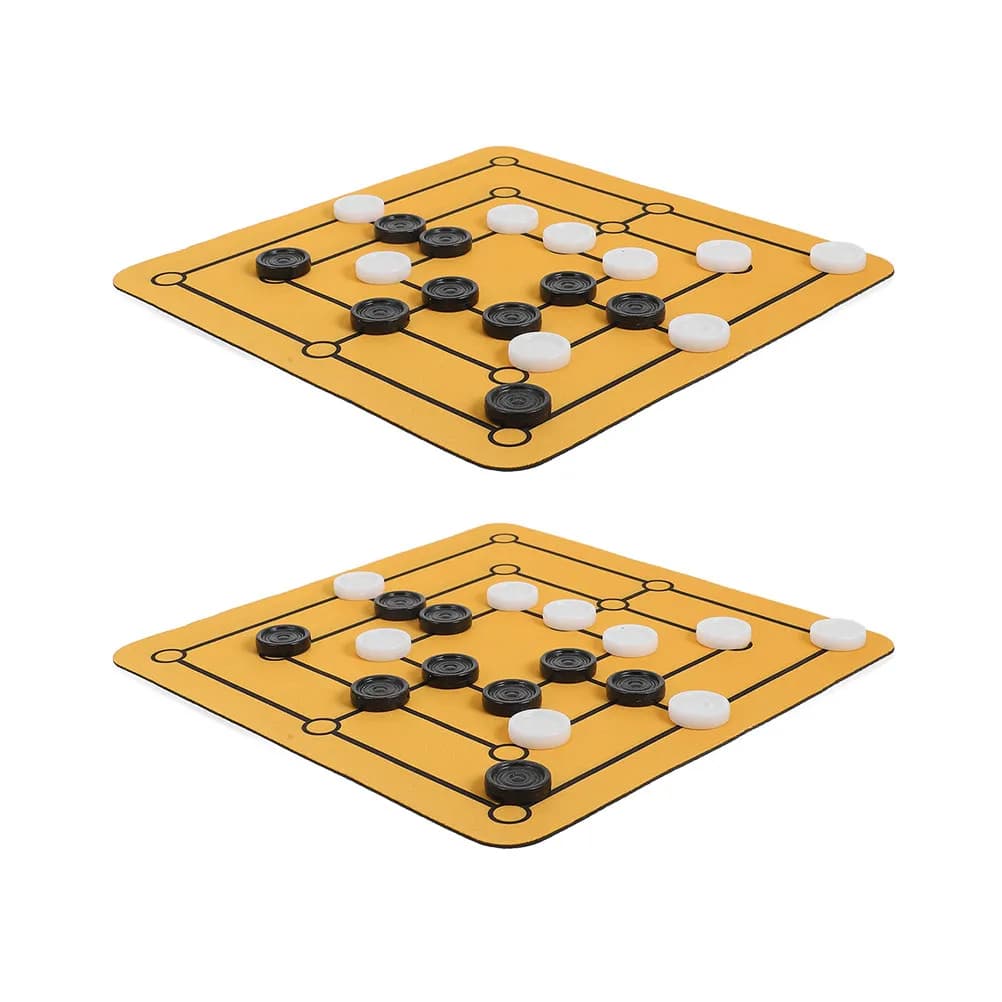 2Set Nine Men's Morris Chess Board Game Strategy Portable Family Gathering Brain Teaser Game Set for Travel Adults