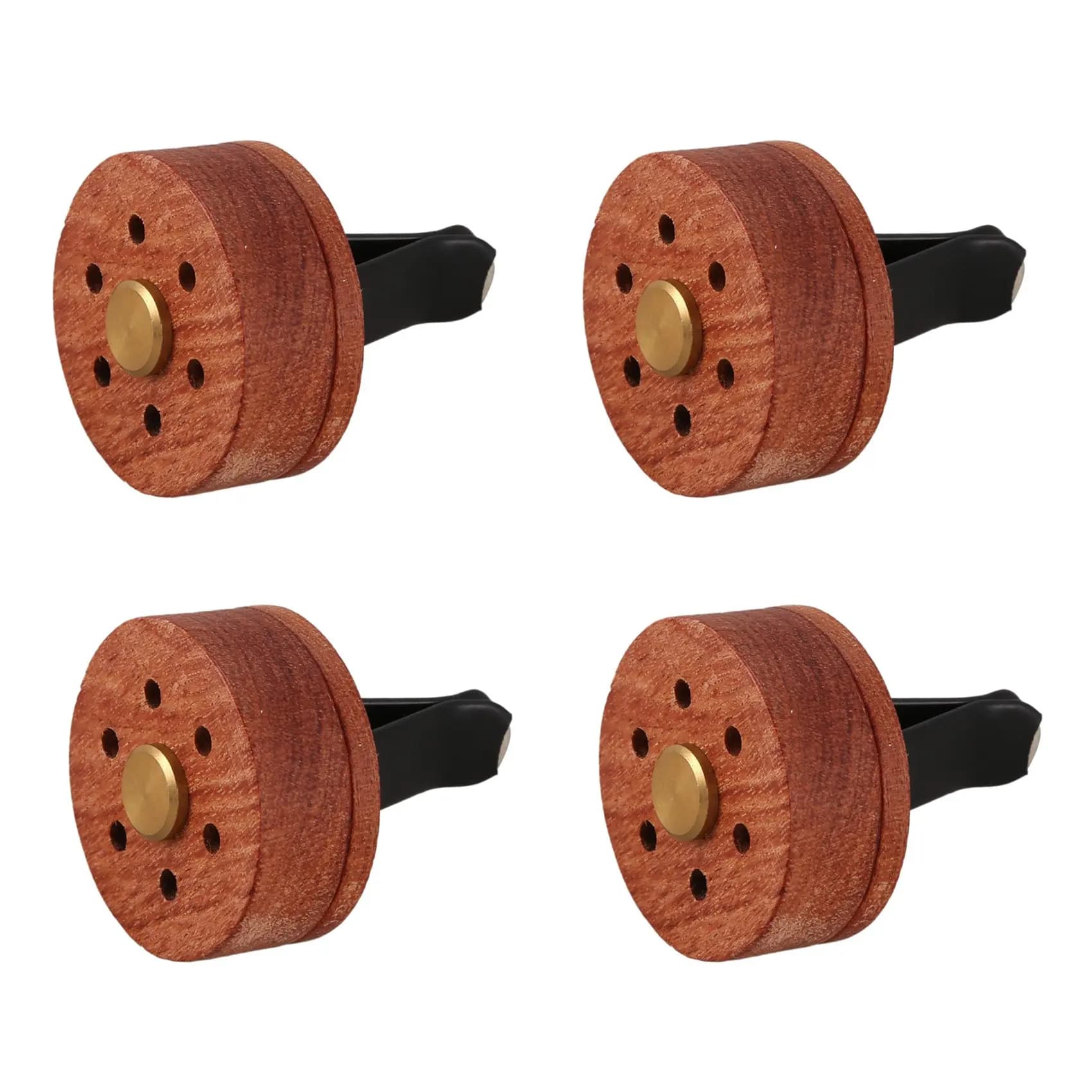 Raro diffusore di oli essenziali 4X per auto con clip di sfiato, medaglione diffusore di aromaterapia in pietra lavica in legno e acciaio inossidabile