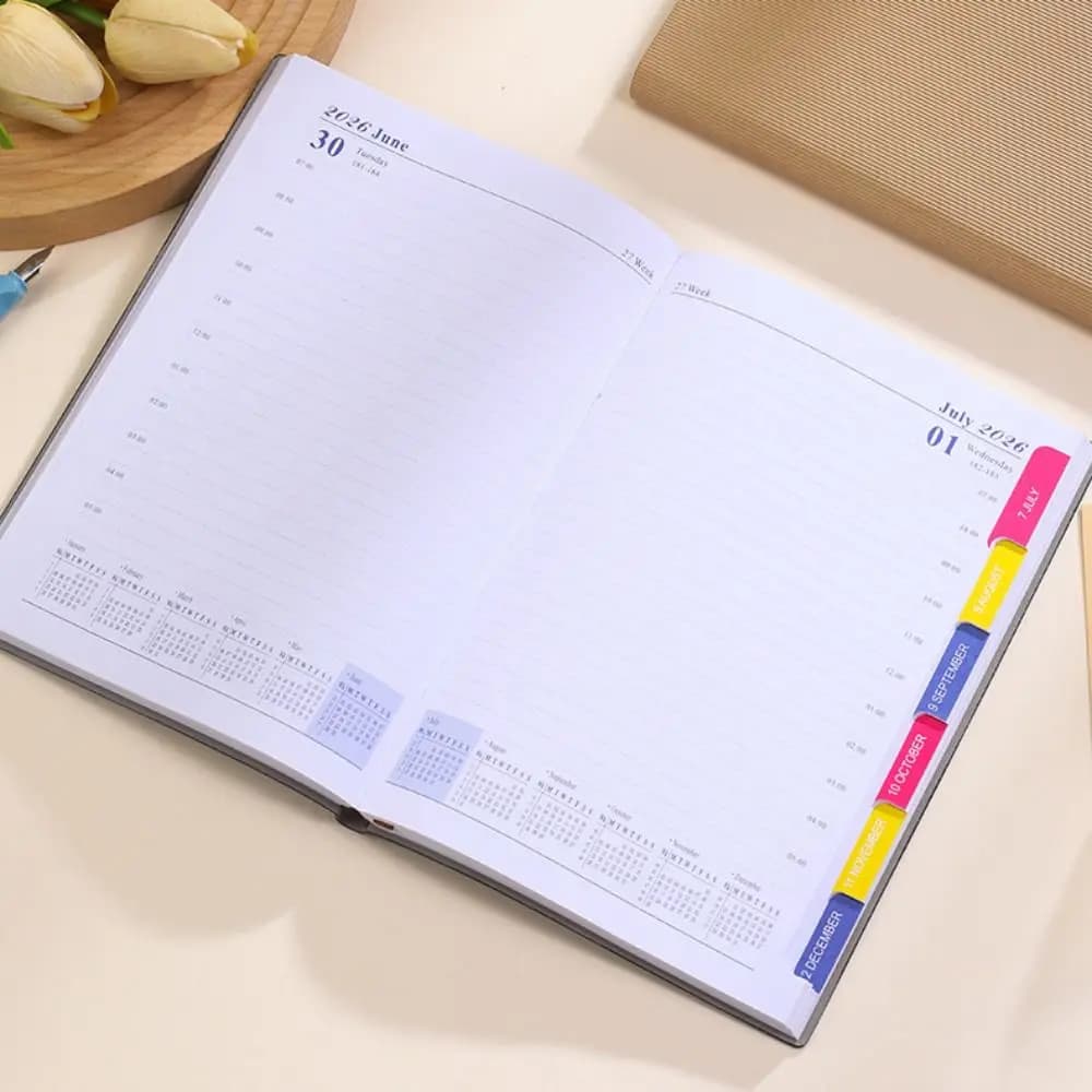 Agenda portatile A5 2025 Libro Planner Promemoria Programma creativo Libro Lista delle cose da fare Studente con agenda in PU strutturato