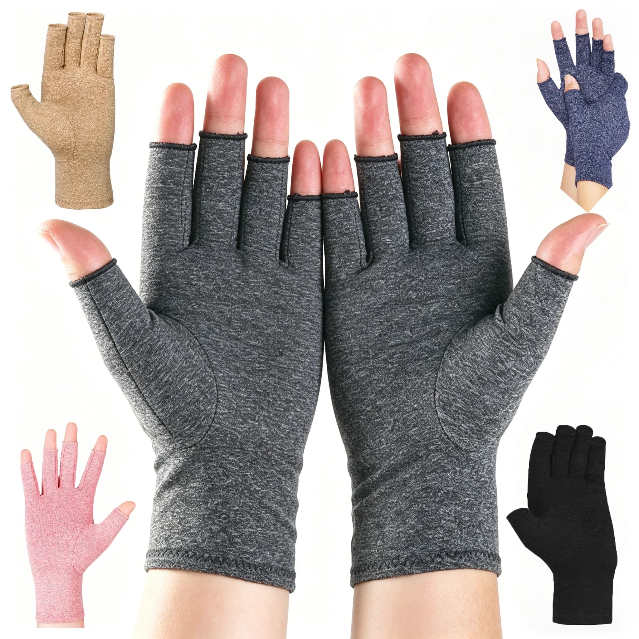 Supporto per Mano a Compressione Unisex, 1 Paio, Guanti di Sostegno per Polso per Alleviare l'Artrite, Fascia Terapeutica per Polso in Nero, Grigio, Rosa per Uso Quotidiano