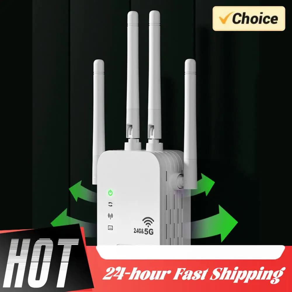 Ripetitore WiFi 1200Mbps Amplificatore Wireless Dual Band 2.4G 5GHz per Segnale a Lungo Raggio per Casa e Ufficio