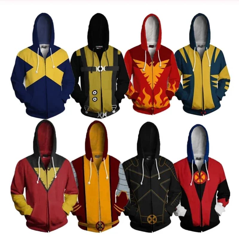X Men Wolverine Costume Cosplay Felpa con cappuccio 3D X-Men Giacca Streetwear Cerniera Abiti a maniche lunghe Logan Howlett