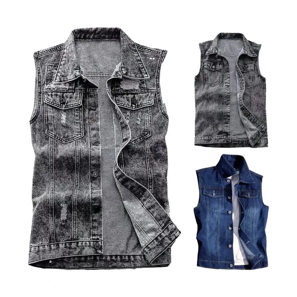 Gilet di jeans da uomo Giacca di jeans Gilet da motociclista Hip Hop Cappotti Giacca senza maniche da cowboy Carro armati da moto di grandi dimensioni 3XL
