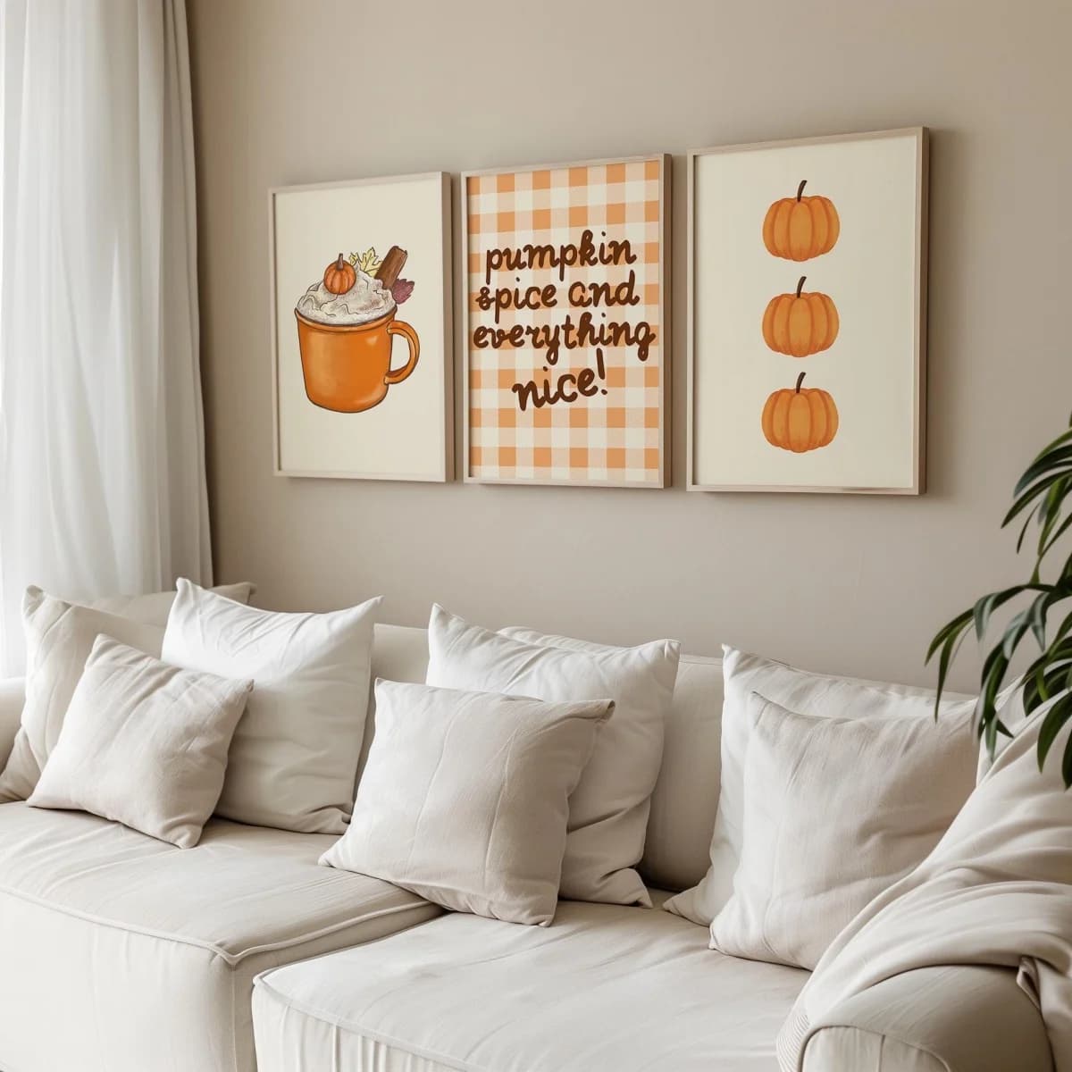 3pcs/set Autumn Pumpkin Spice Canvas Prints Poster Modern Rustic Cozy Farmhouse Thanksgiving Art Prints Fall Home Decor Poste