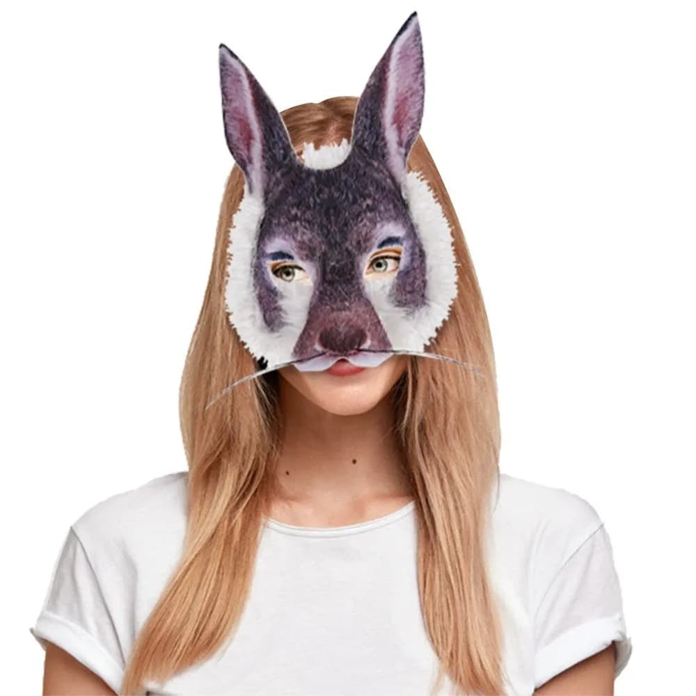Carnival Rabbit Half Face Mask Halloween Party Dress Up Stage Performance Prop