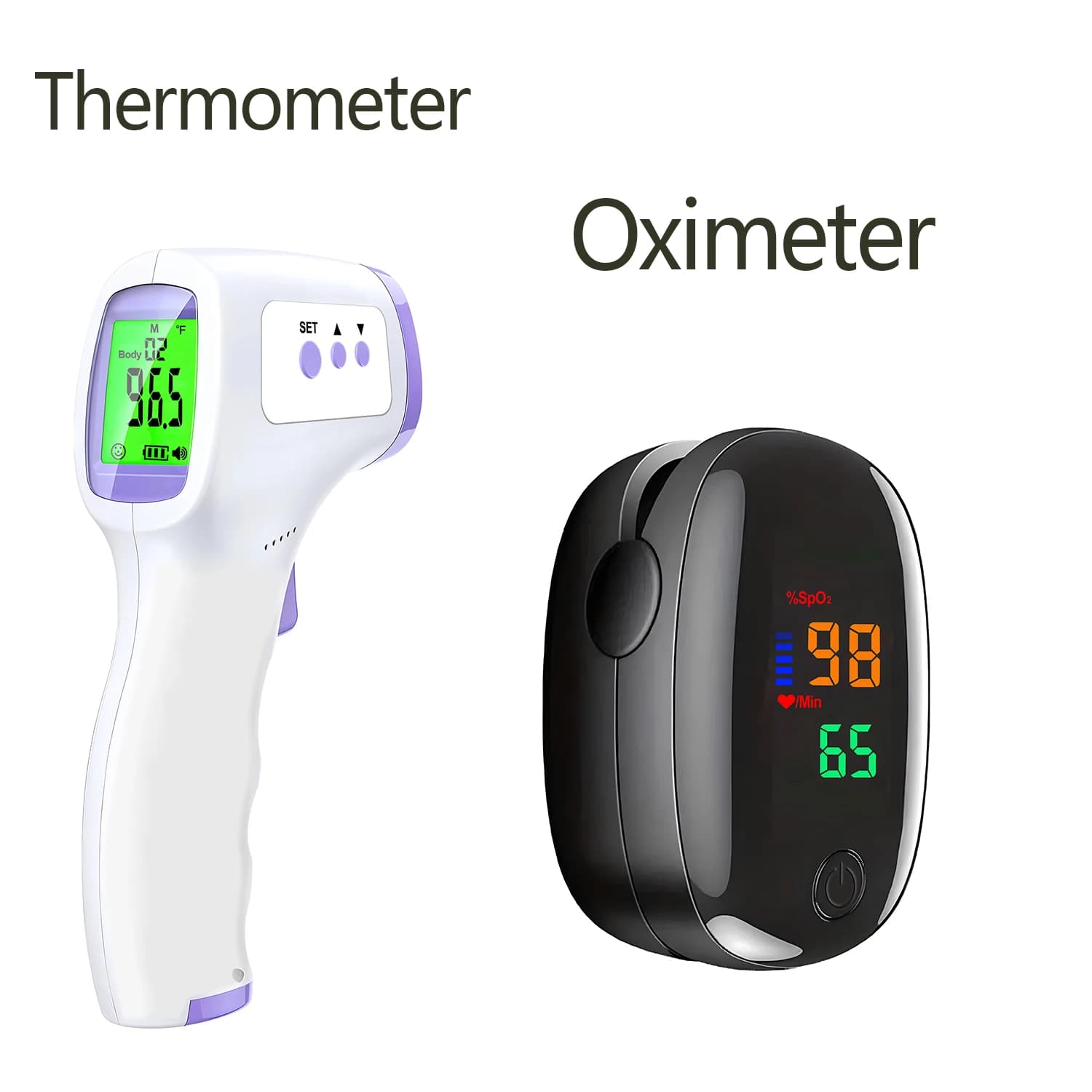 Children Infrared Digital Thermometer Forehead Non-contact Body Fever Termometre Or Kids Finger Pulse Oximeter Blood Oxygen Mete