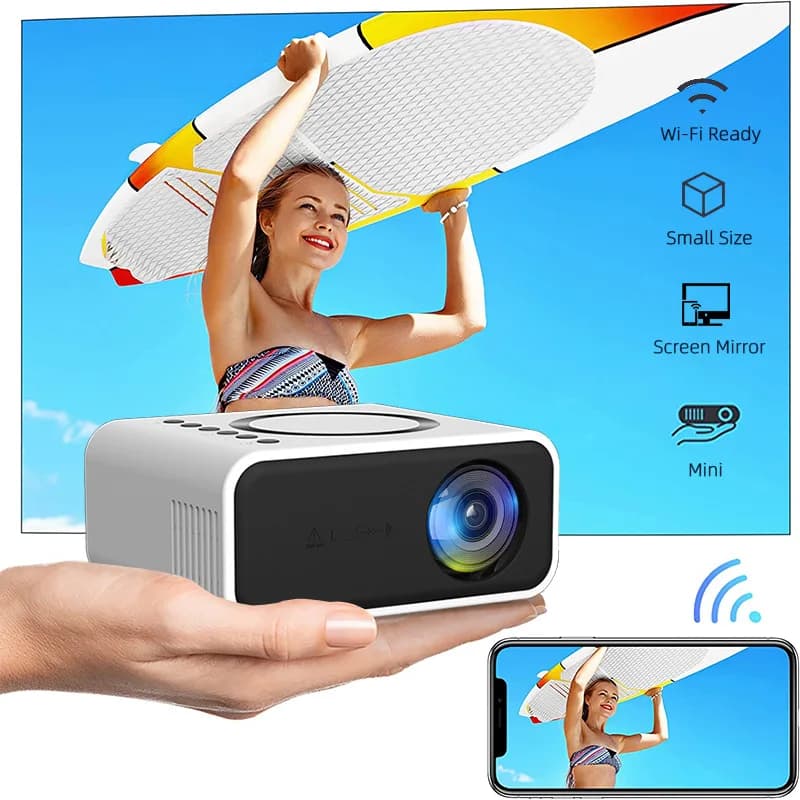 YT300 Mini proiettore portatile LED Proiettore domestico con mirroring per telefono cellulare wireless e cablato