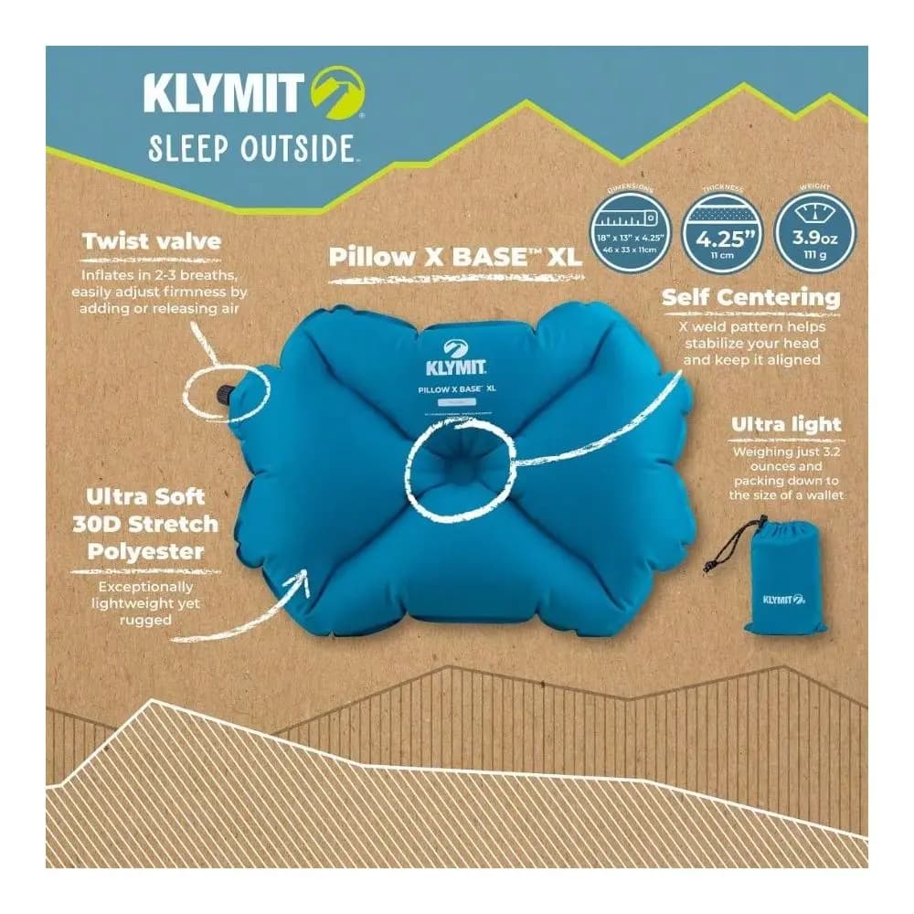 Cuscino gonfiabile leggero Pillow X Base XL per campeggio, backpacking e viaggi