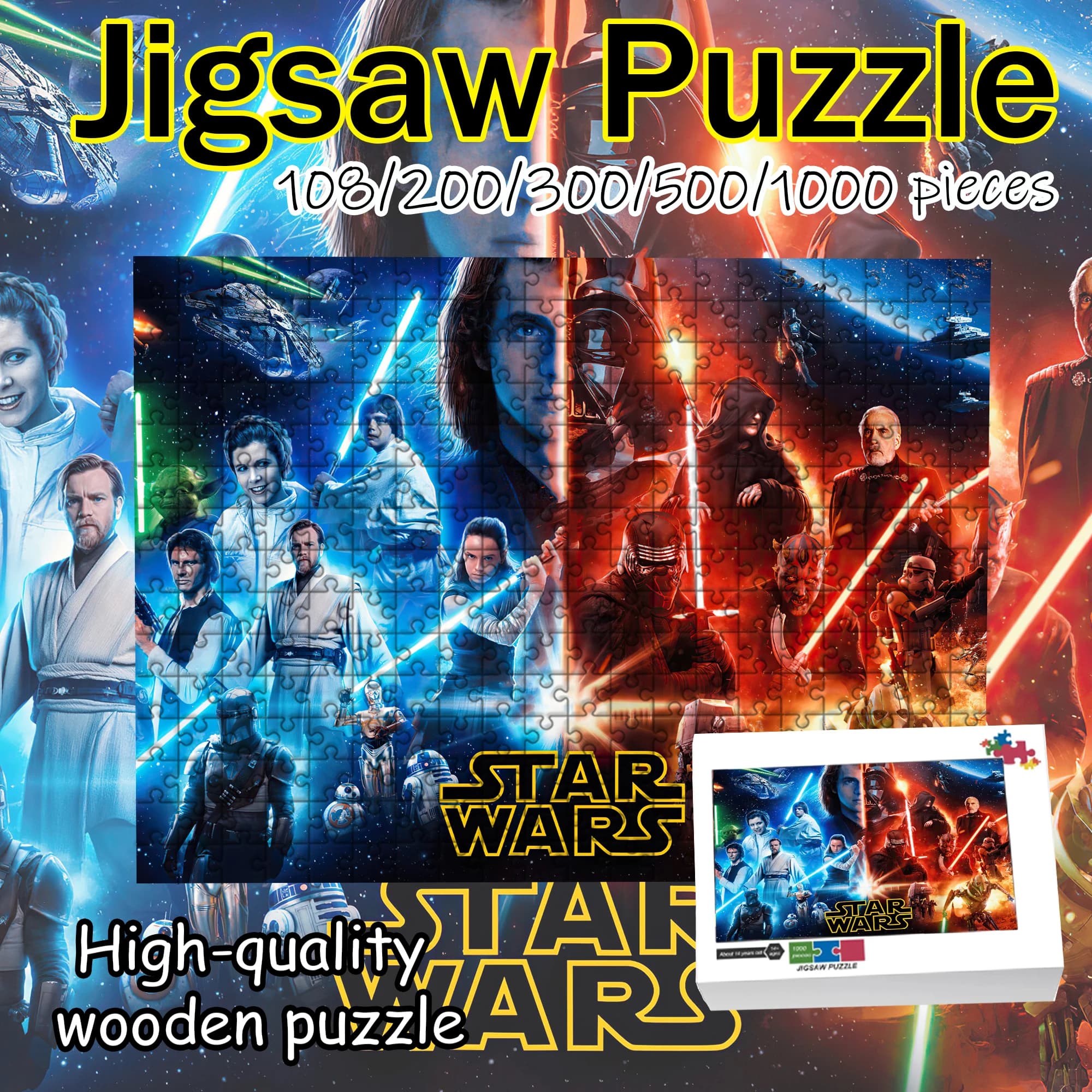 Puzzle di Star Wars 108/200/300/500/1000 pezzi Puzzle in legno Regalo di alta qualità Divertente regalo di compleanno