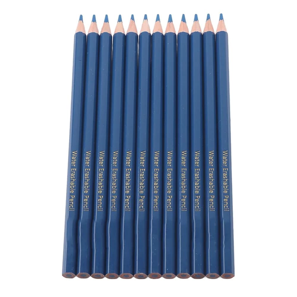 12Pcs Wooden Handle Fabric Marking Pencils Blue Ergonomic Design Water Soluble Pencils Sewing Marking Pencils For Shoes DIY