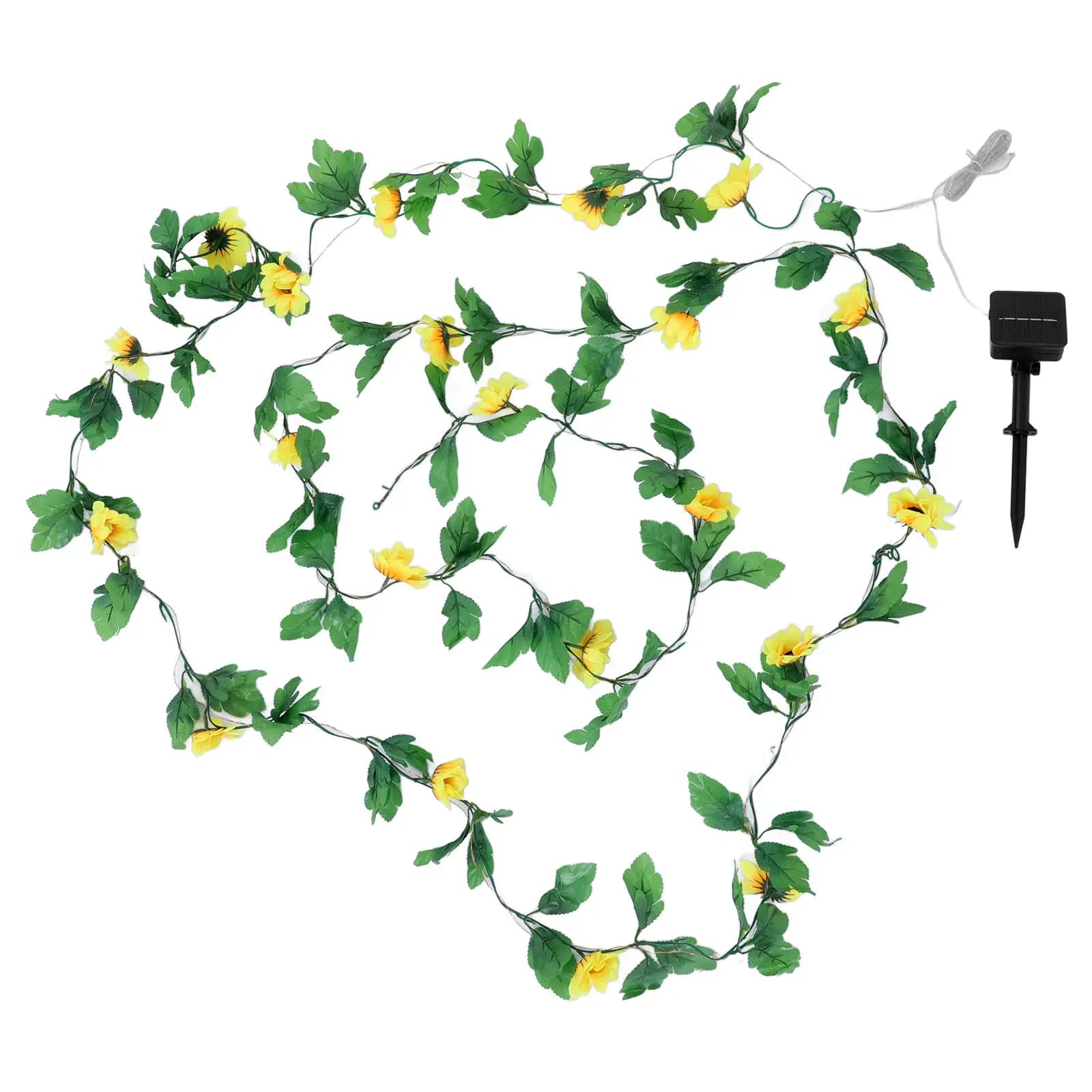 Stringa luminosa a LED impermeabile da 5 m Sunflower Garden per decorazioni da esterno, patio, prato, recinzione, luci solari a stringa per giardino.