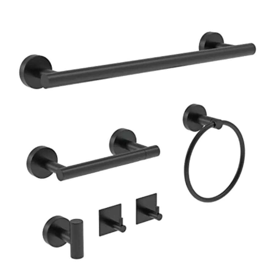 Set di 6 Accessori per Bagno Inclusi 16 Portasciugamani, Portarotolo, Anello Portasciugamani, Ganci per Accappatoi, Accessori per il Bagno