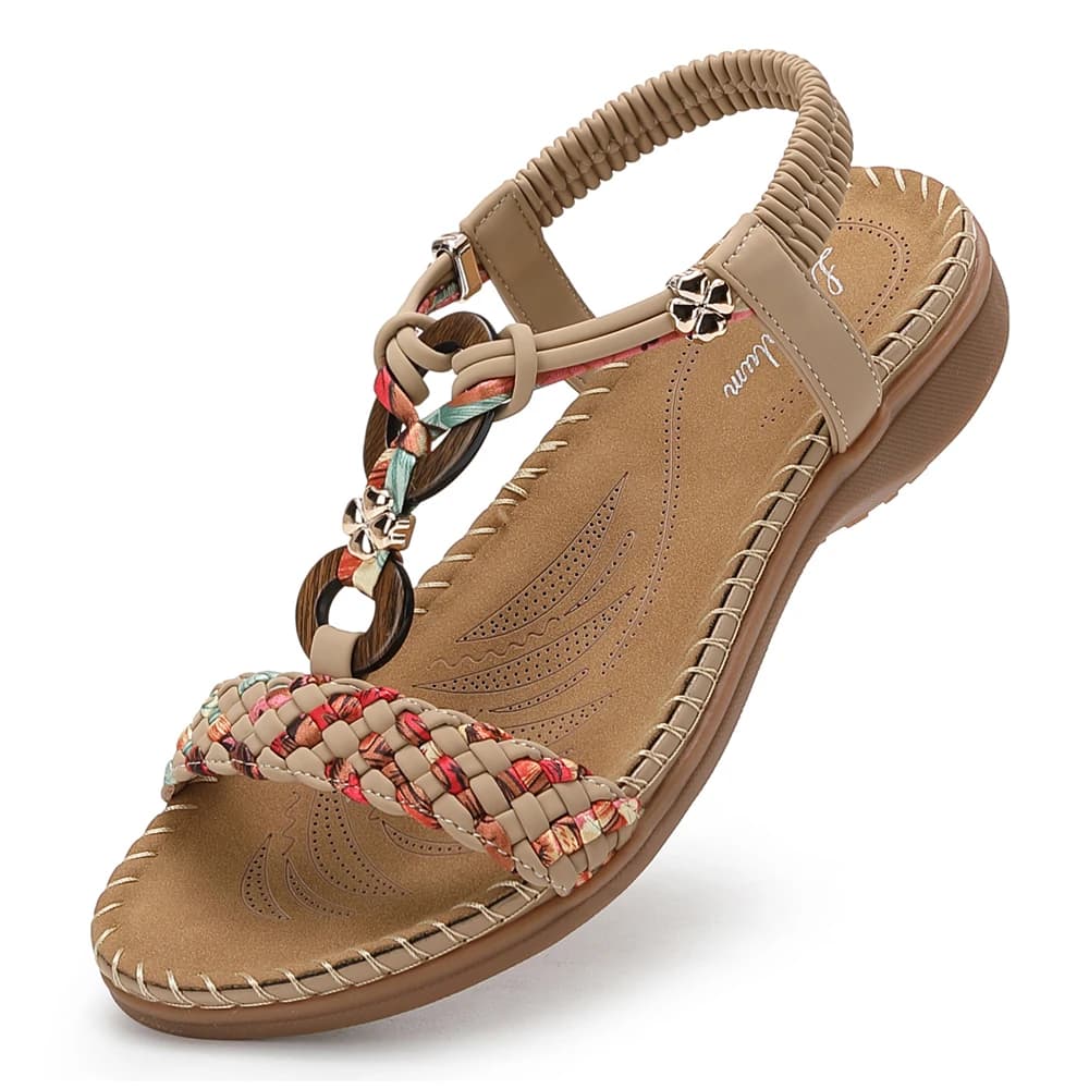 Sandali Bohemien Intrecciati Fatti a Mano da Donna Littleplum con Supporto Plantare e Elastico alla Caviglia, Scarpe Estive da Spiaggia Comode