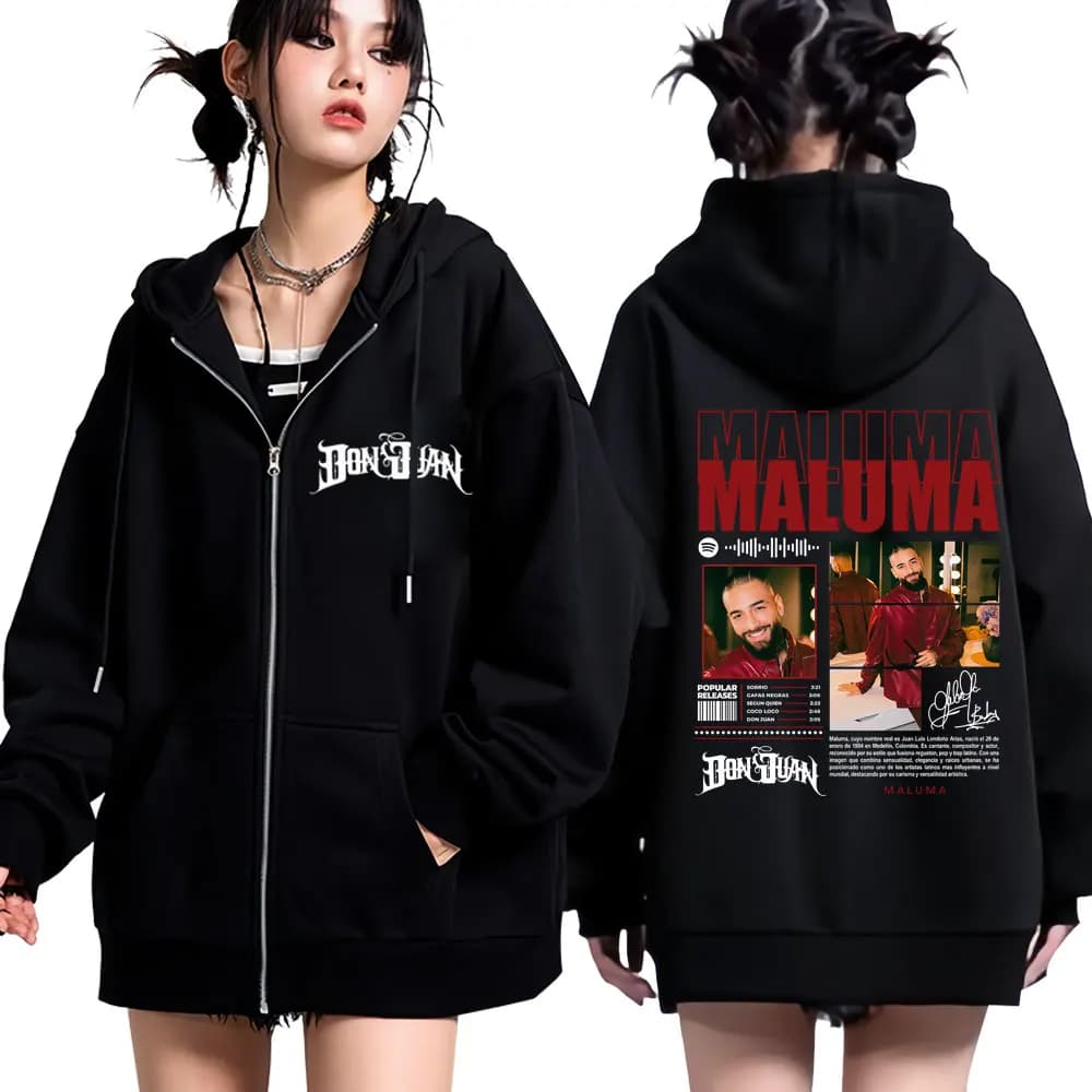 Rapper MALUMA Tour 2025 Graphic Zip Up Hoodie Men's Women Fashion Hip-hop Pullover Long-sleeved Thick Casual Zipper Sweatshirts