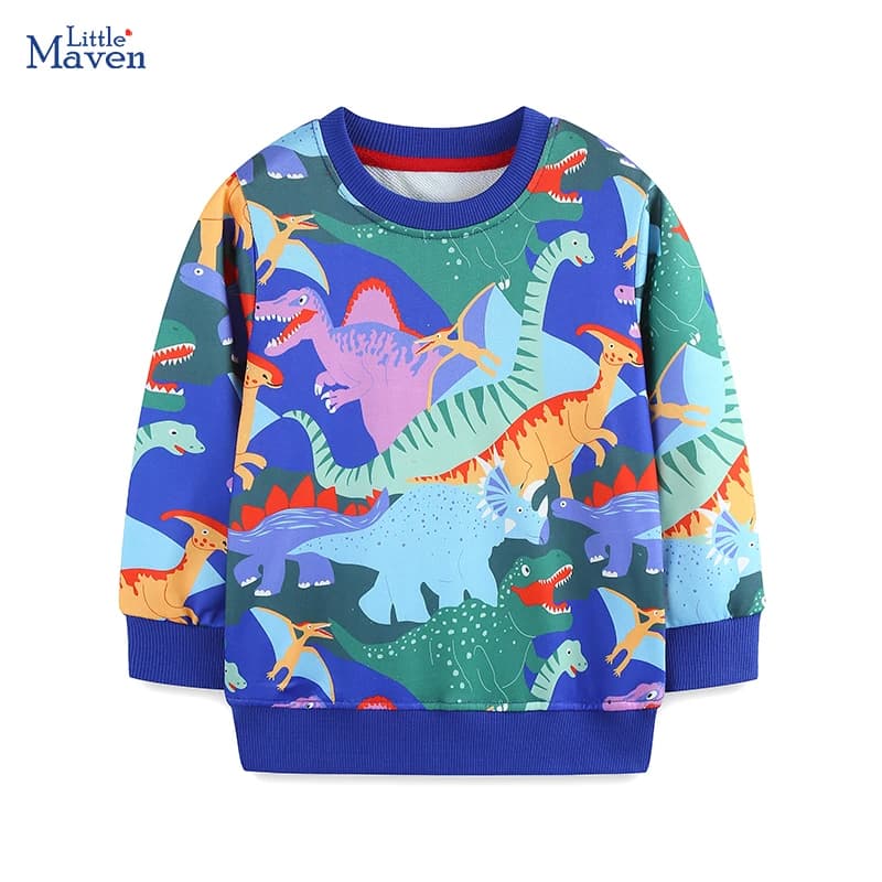Little Maven Abbigliamento per bambini Ragazzi Top a maniche lunghe Dinosauri dei cartoni animati Felpa per ragazzini per vestiti per bambini Costume per ragazzi