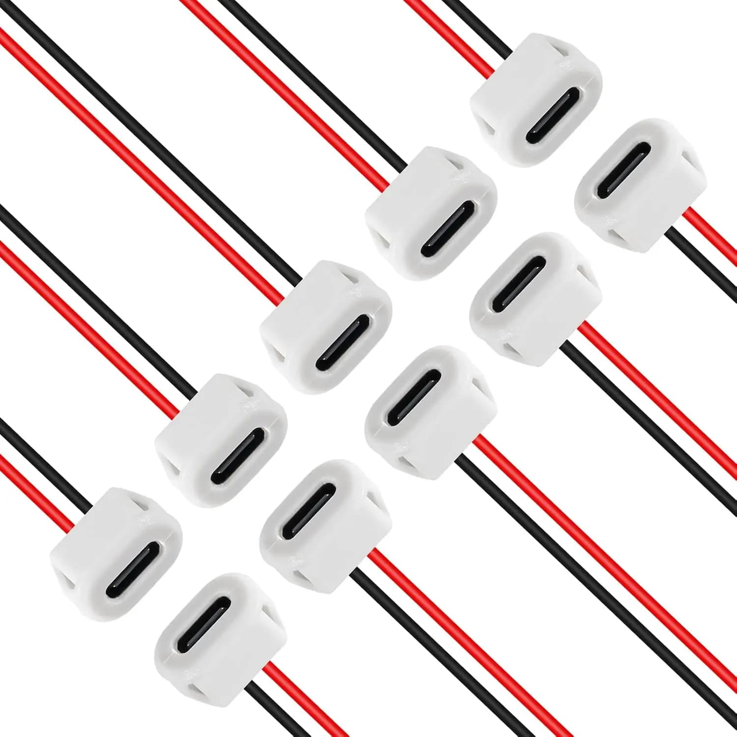 10PCS Type-C Female Chassis 2Pin Solder Wire Type USB C Pigtail Cable Extension Power Cable USB-C Plug to Bare Wire Open End