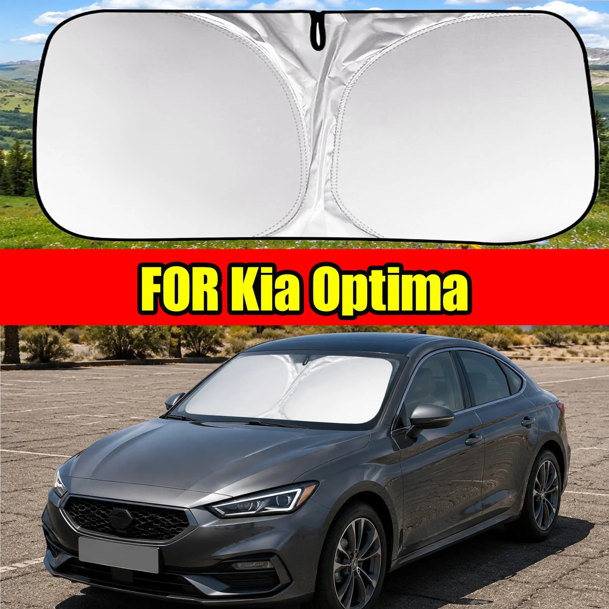 FOR Kia Optima Windshield Sunshade With Titanium Silver Coating, UV Protection & Heat Block