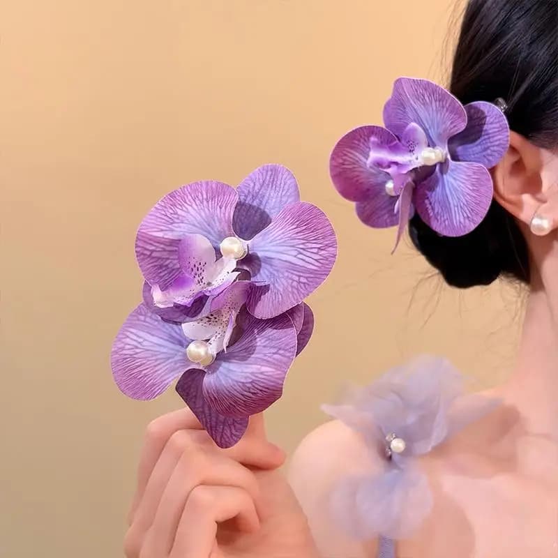 Fermaglio per capelli lungo a farfalla con perline e nappe per donna, stile fata, dolce principessa, accessorio moda per capelli