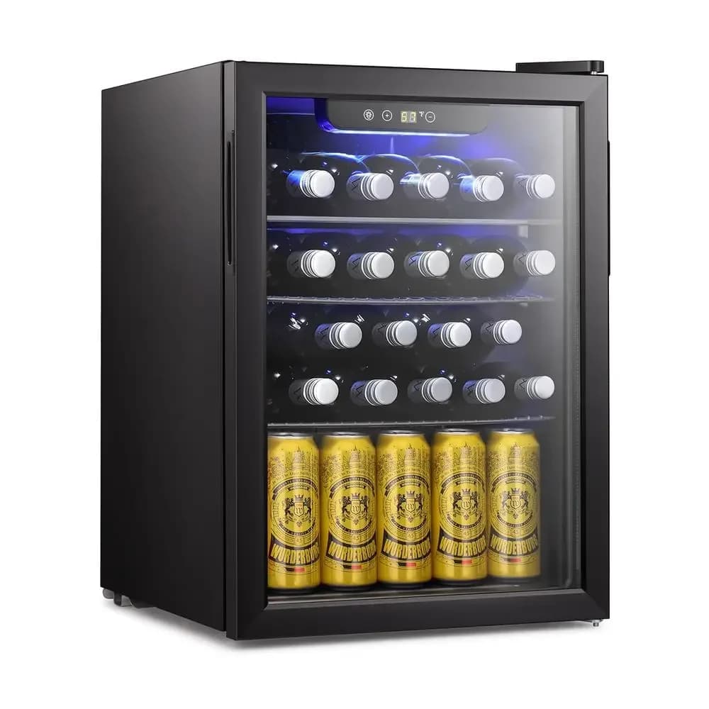 Frigorifero Cantinetta Vino da 16 Bottiglie, Frigo Bar Silenzioso con Porta in Vetro Trasparente per Birra e Bevande