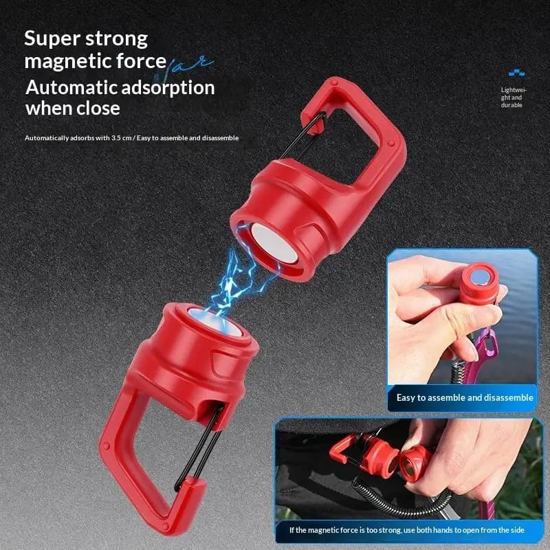 New 1PC Magnetic Net Anti-Drop Rope Release Holder With Coiled Lanyard Fly Fishing Tools Strong Magnet Carabine Fast BuckleAcc