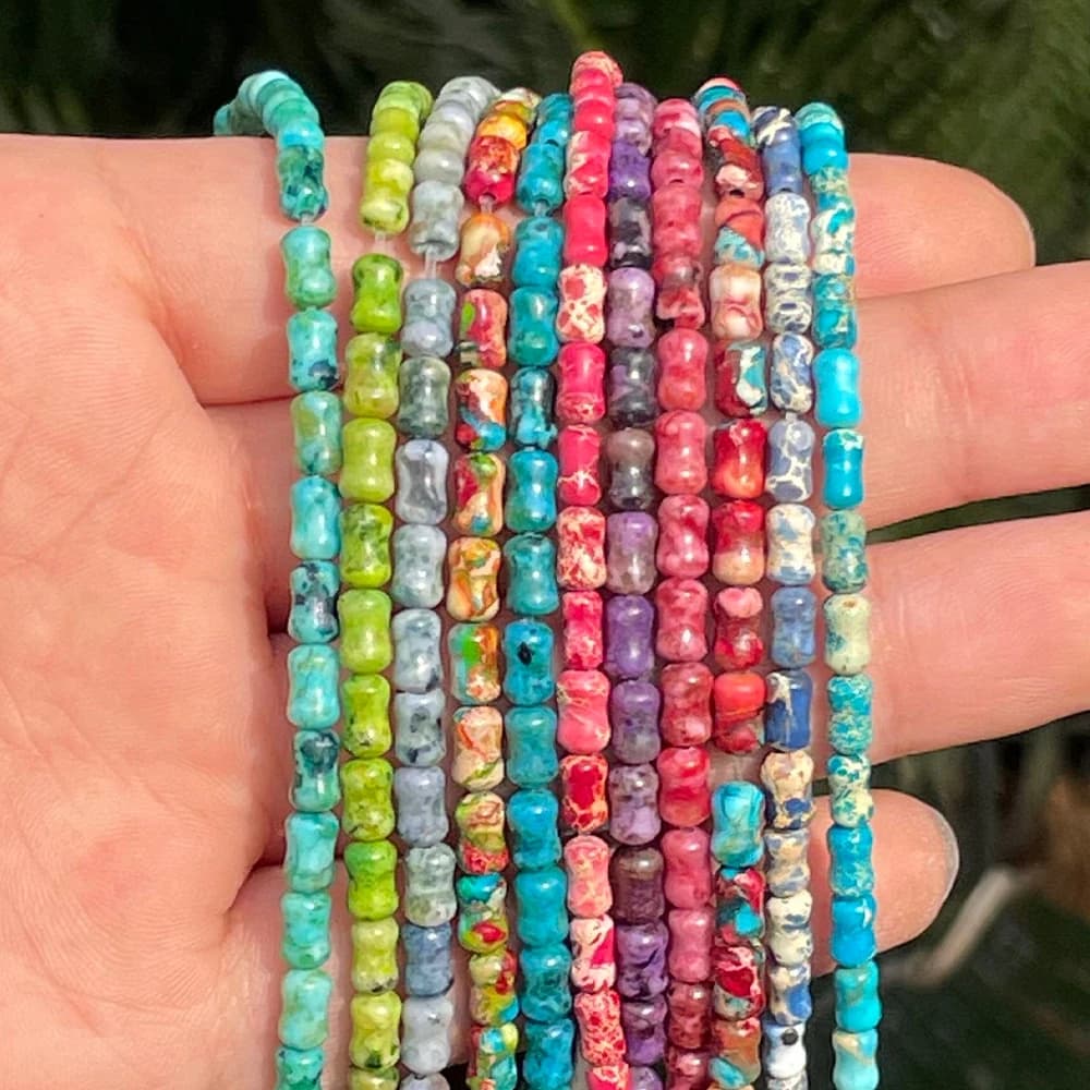 4x6mm Natural Bamboo Joint Shape Sea Sediment Jaspers Loose Spacer Beads For Jewelry Making DIY Bracelet Necklace Accessories