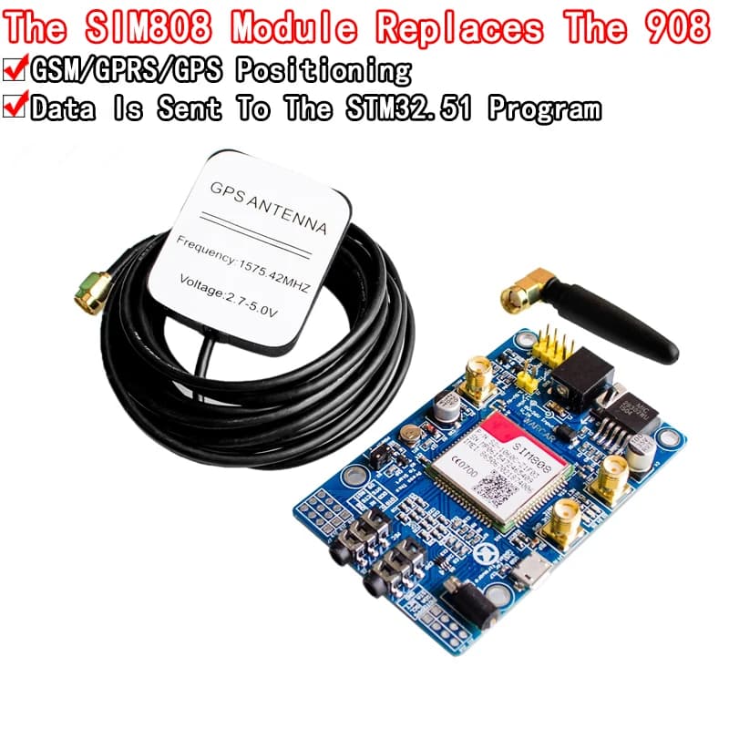 SIM808 instead of the SIM908 GPS development card GSM GPRS IPX SMA with GPS antenna available for Raspberry Pi for arduino