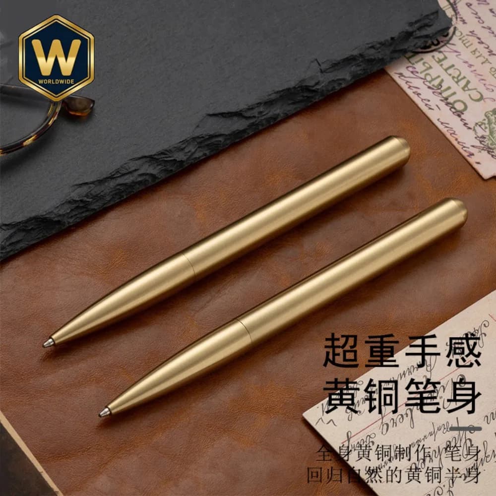Penna Signature in Ottone Massiccio con Inchiostro Gel 0.5mm, per Ufficio e Aziende, Personalizzabile con Logo, Penna a Sfera 1.0mm, Regalo per Firma