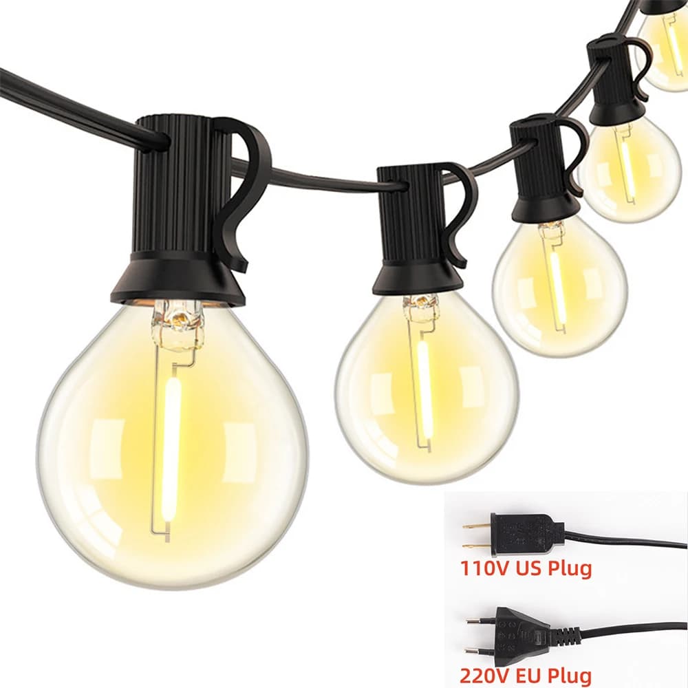 G40 LED String Light RGB Warm White US EU Power Kit Retro Edison Globe E12 Bulb IP44 Fairy Garland for Garden Patio Christmas