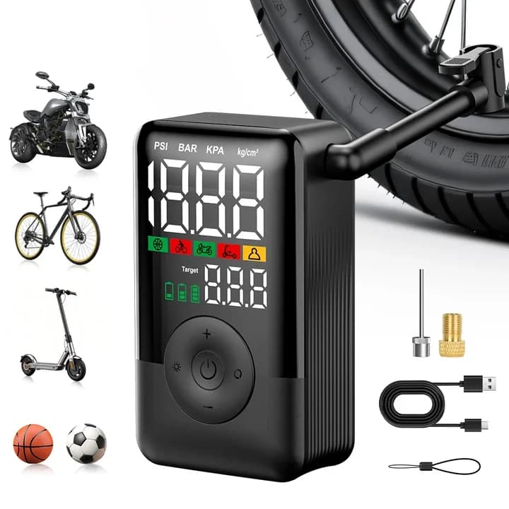 Compressore d'Aria Digitale Portatile Carsun - Pompa Elettrica con Lampada LED per Auto, Moto e Biciclette 150PSI