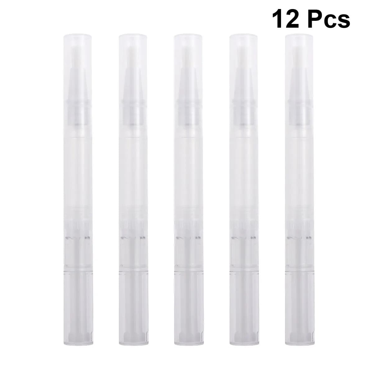 Set of 12 Empty Nail Oil Pens for PP Material, Portable Applicator with Polished Lip Brush, Polished, Essential Oil, Eyelash Serum, Perfume