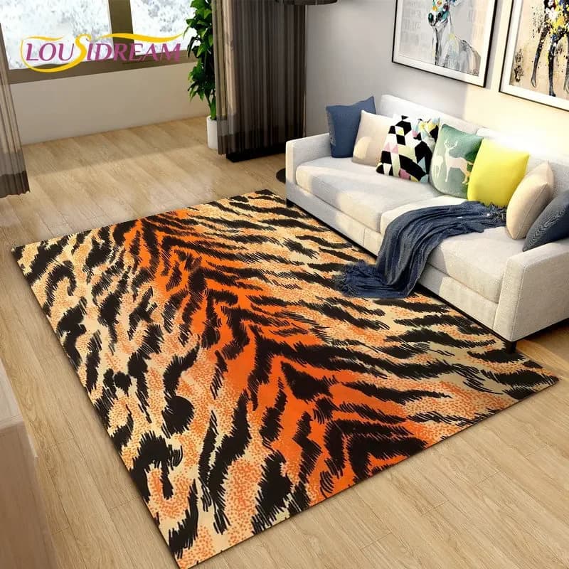 Tappeto Grande con Motivo a Righe 3D Stampa Tigre, Tappeto per Soggiorno Camera da Letto Cucina, Zerbino Decorativo, Tappetino Antiscivolo