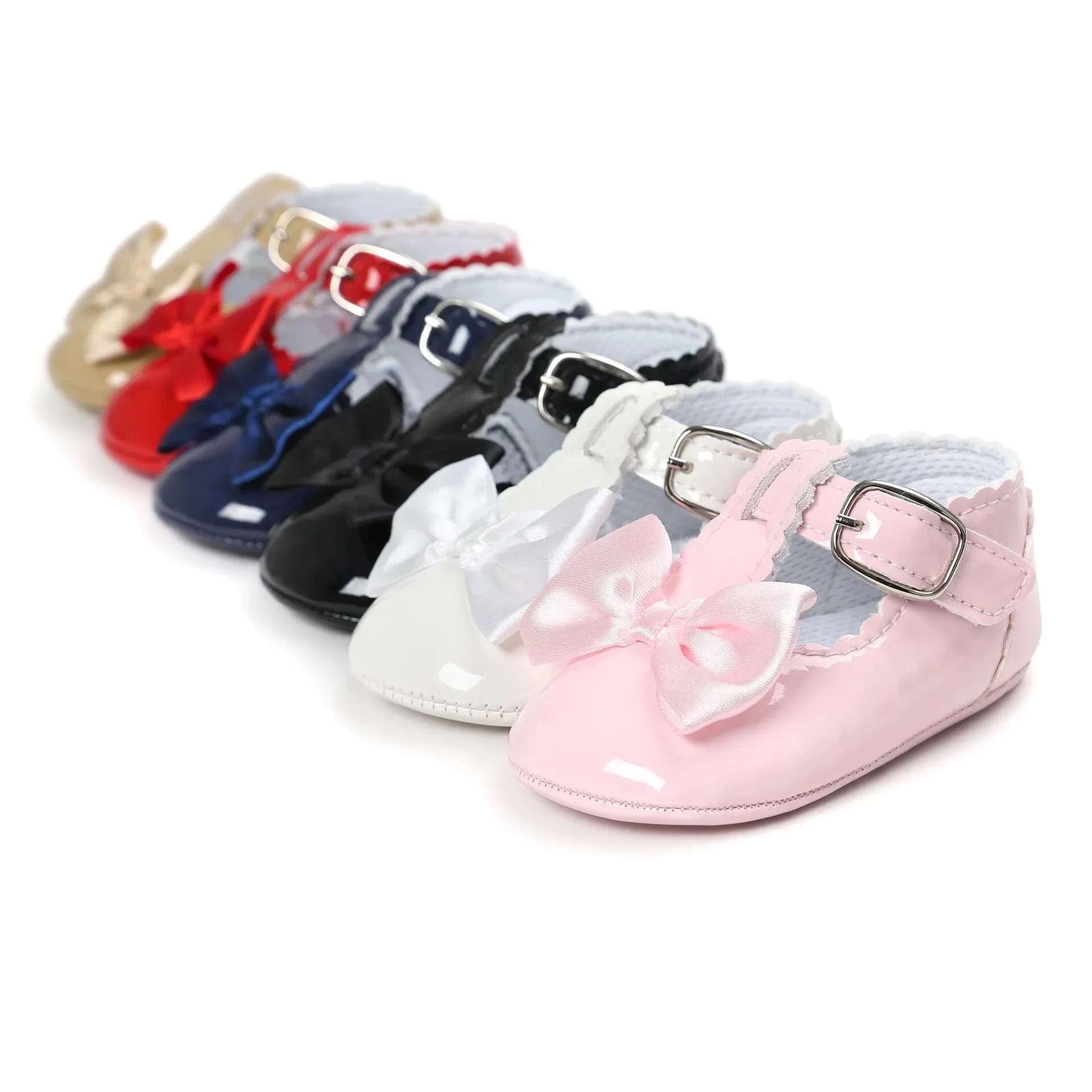 Meckior Scarpe da bambina classiche con suola in gomma Bowknot antiscivolo PU Scarpe eleganti da ragazza Primo camminatore Scarpe da culla per bambini