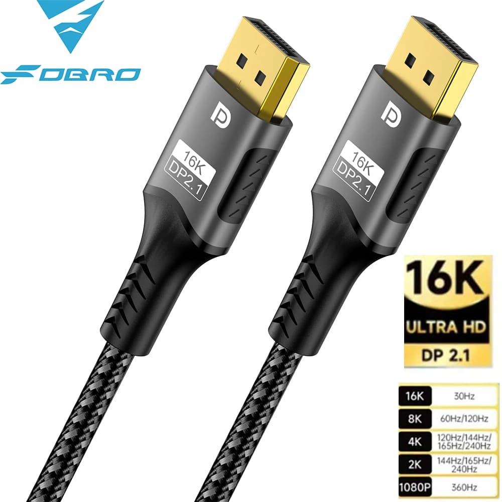 DP cable 16K 8K@120Hz/60Hz 4K@240Hz 80Gbps Displayport 2.1 HDR video audio cable for laptop Xbox game monitor