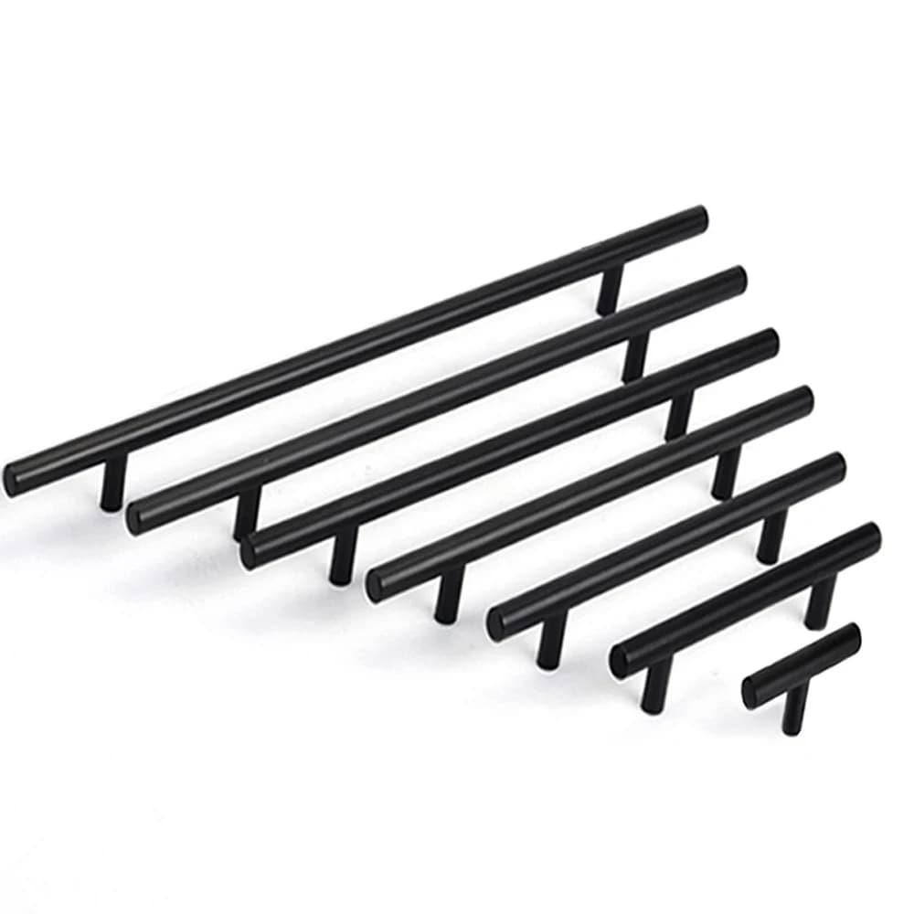 Maniglie per mobili Maniglia per porta dell'armadio Maniglia per cassetto in acciaio inossidabile Barra a T Manopola per armadio lungo da cucina dritta Nero Argento