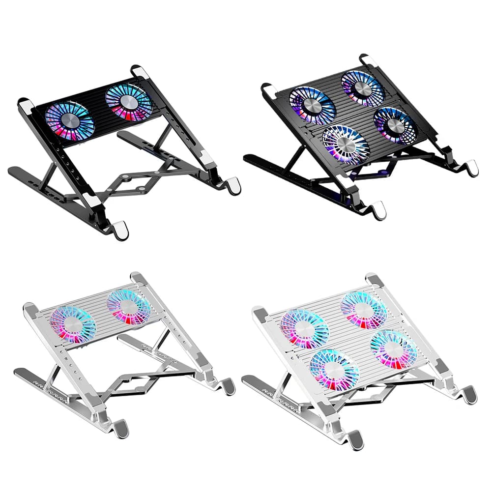 Laptop Cooling Fan with 2/4 Fans Foldable Gaming Laptop Cooler Fan RGB Silent Portable Laptop Holder for 11-17.3 Inch Laptops