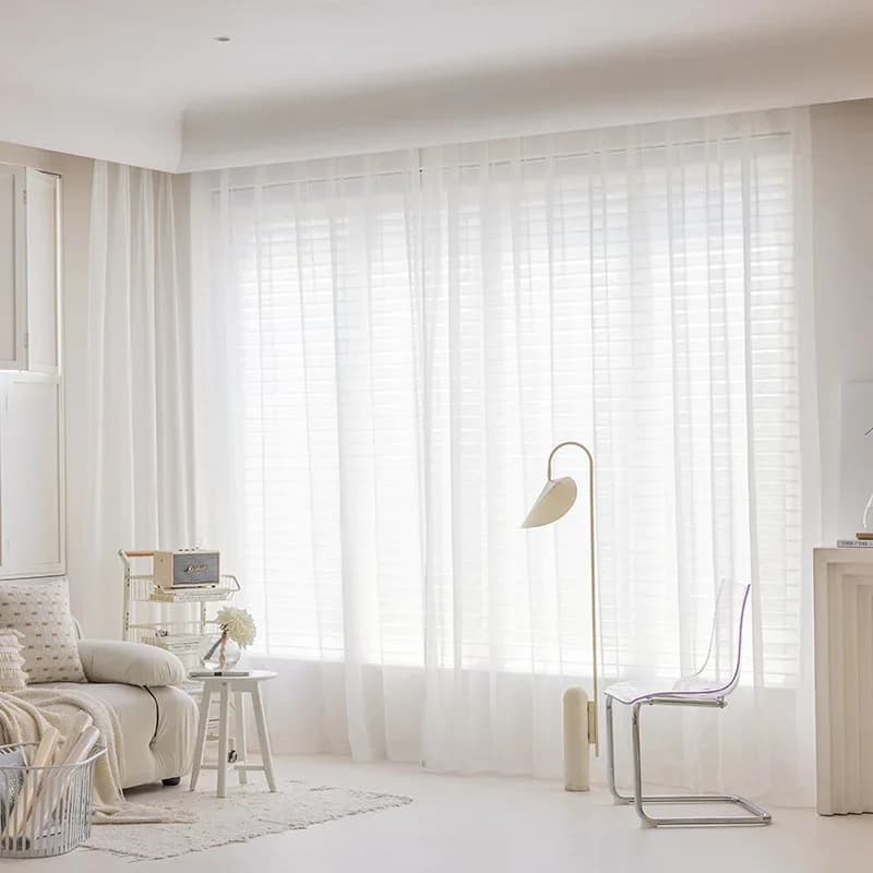 Sliding curtains in white solid transparent tulle soft glittering for living room bedroom balcony window curtains in voile door gauze treatments