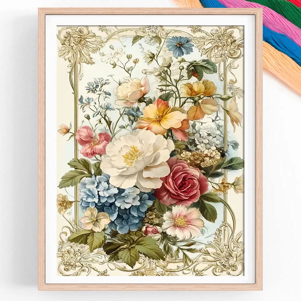 DIY Cross Stitch Flower Embroidery Craft Set For Adults 11ct Picture Printed Handmade Gift Home Decoration