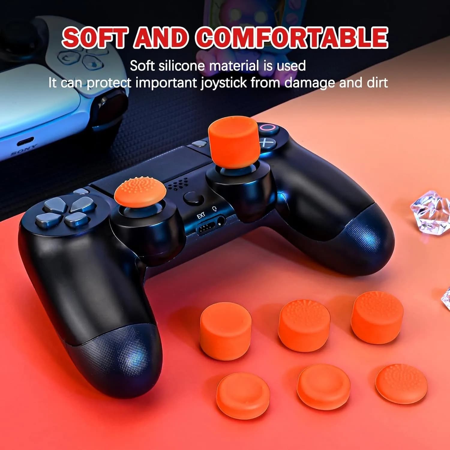 8PCS Manopole per pollice in silicone per Xbox One PS5 PlayStation4 DualSense Switch Pro Controller wireless Cappucci per pulsanti antiscivolo