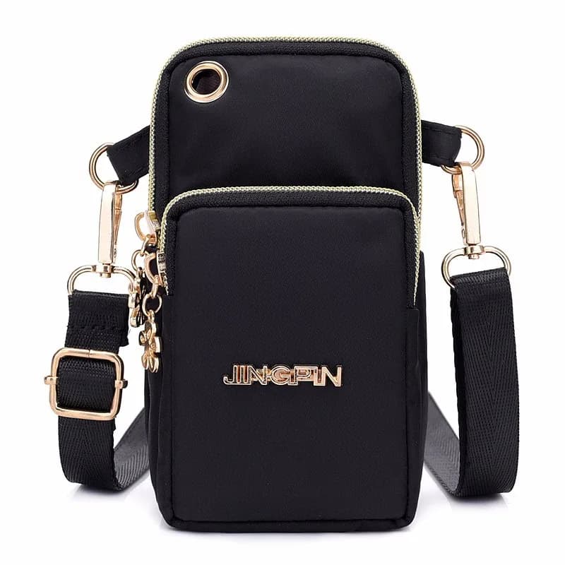 Borsa per cellulare a tracolla per uomo e donna, borsa generale da appendere al collo, tasca da polso, borsa stand-up con una borsa per cuffie a spalla