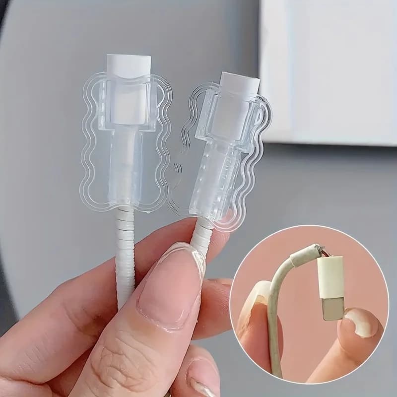 10 custodie protettive per cavi di ricarica - Custodie protettive trasparenti per cavi per iPhone, Android, interfaccia USB-C/Lightning, anti-nodo e resistenti ai graffi - Gestore cavi in plastica resistente per telefono, tablet, laptop