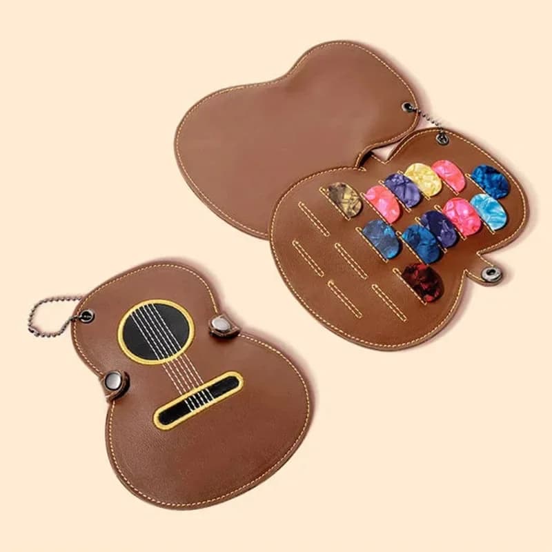 Porta plettri per chitarra bestseller con ricamo, 17 scomparti, custodia portatile per plettri, accessori per chitarristi