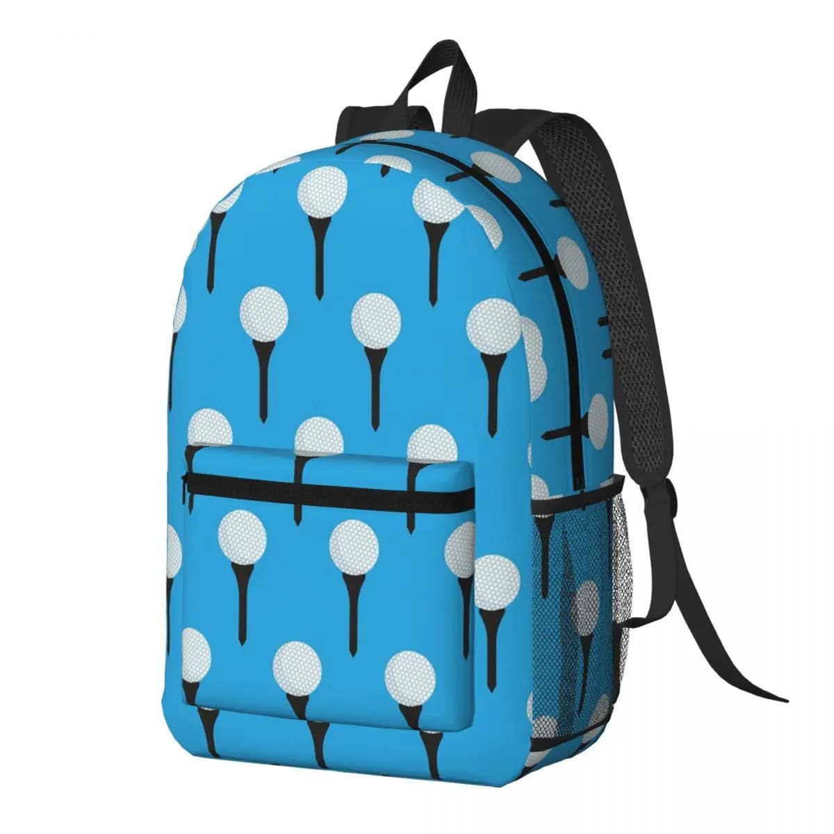 Golf Ball And Tee Pattern (Cyan Blue) Backpack Daypack Large Capacity Children BookBag School Bag Shoulder Bags for Men Women