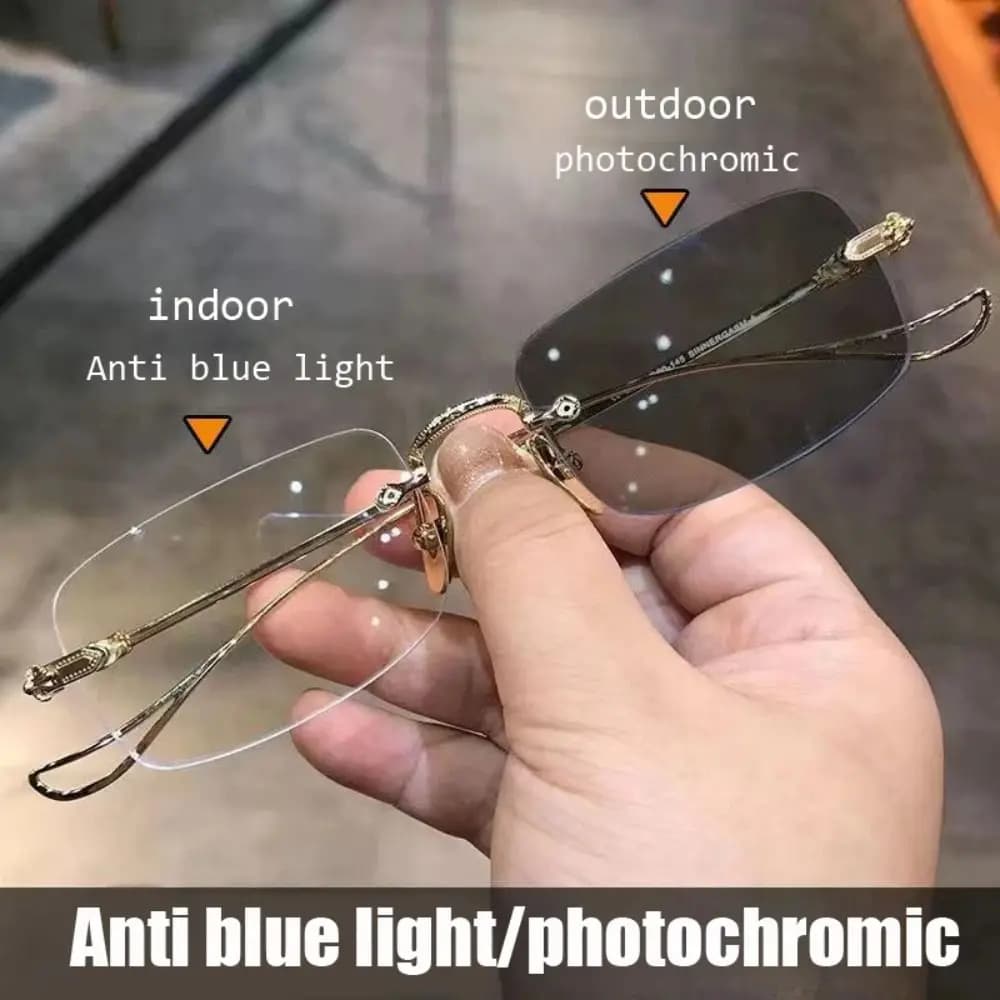 Occhiali anti-luce blu con blocco dei raggi blu Protezione per gli occhi Occhiali oversize ultraleggeri Occhiali da sole fotocromatici in metallo Uomo Donna