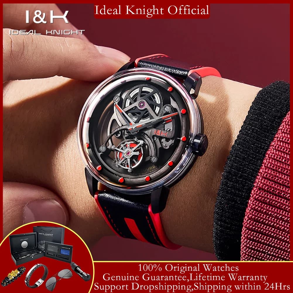 Ideal Knight 6809 Orologi da uomo Real Tourbillon Orologi meccanici automatici scavati completamente trasparenti in edizione limitata per uomo
