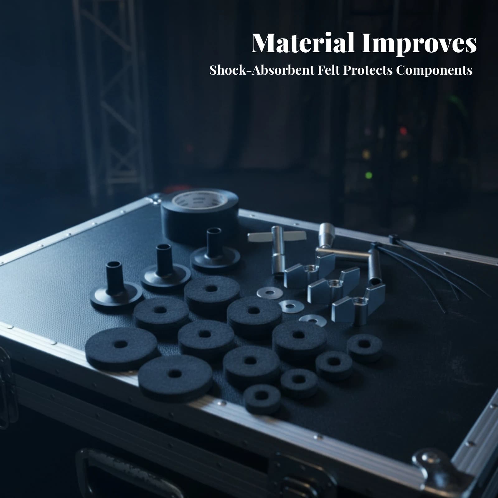 18 Pieces Drum Accessory Kit Stacked Discs Cup-Shaped Sleeves Music Gear Drum Felt Pads Cymbal Felt Pad Long-Lasting