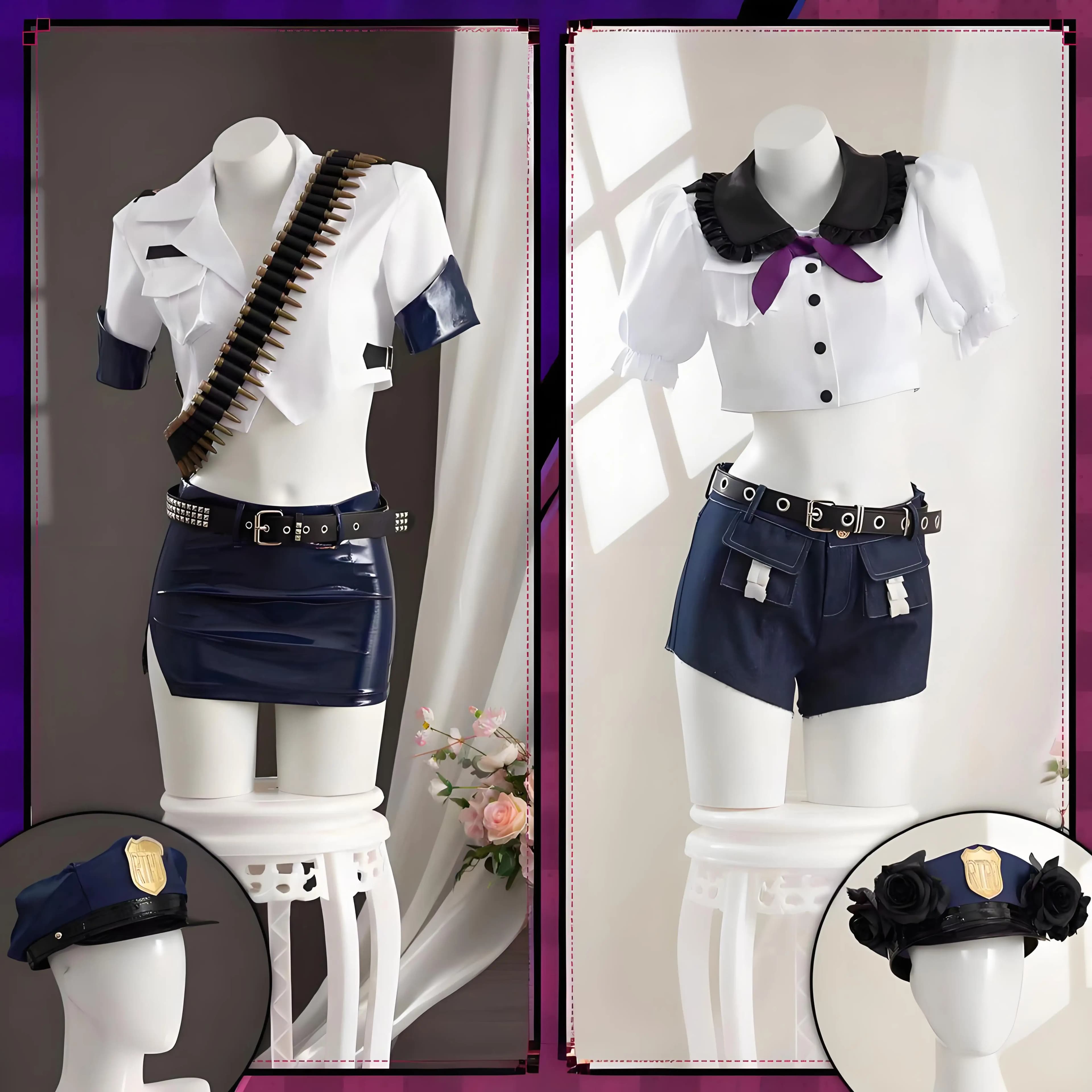 Mutandine e calze con reggicalze Anarchy Costume cosplay Parrucca Calza Panty Uniforme della polizia per le donne Vestito da festa Halloween