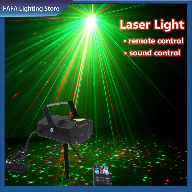Mini proiettore laser portatile R&G con regolazione remota dell'effetto di illuminazione scenica Discoteca KTV Club Party Controllo vocale Luce DJ