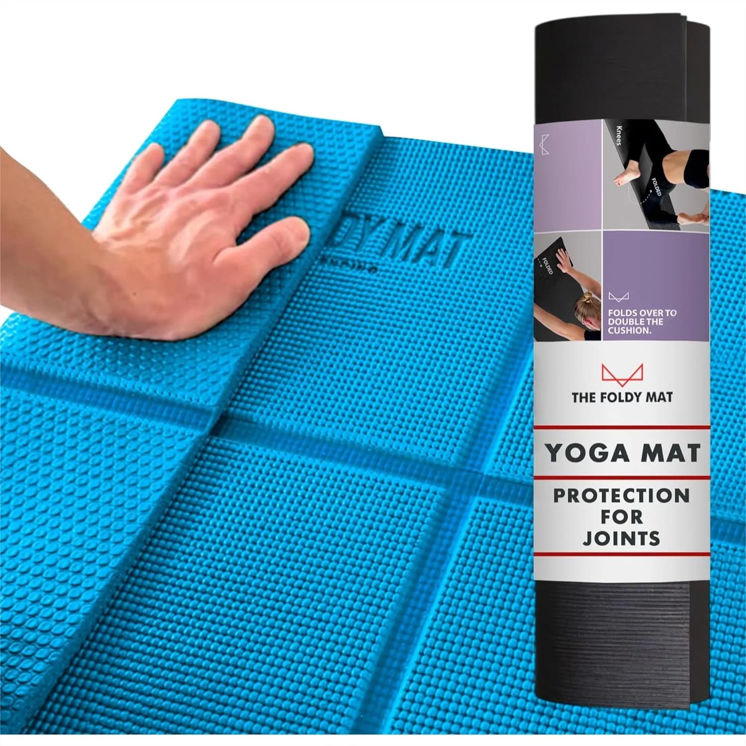 Tappetino Yoga Pieghevole Spesso 6-in-1, Extra Ammortizzante per le Articolazioni con Linee di Allineamento e Zone Mani-Piedi, Antiscivolo e Resistente all'Acqua