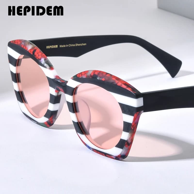 HEPIDEM Acetate Sunglasses Women 2026 Luxury Brand Designer Oversize Big Size Cateye Cat Eye Sun Glasses gm y2k 9388