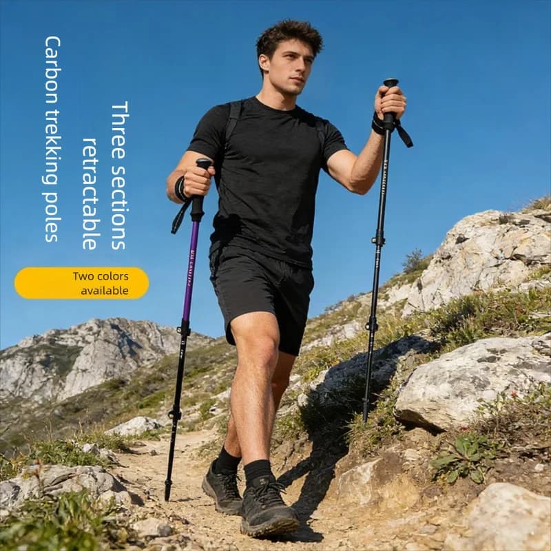 Ultralight Carbon Fiber Trekking Poles Foldable Telescopic Hiking Sticks Portable Nordic Walking Poles Anti-shock Outdoor Campin